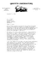 E. C. Krupp to Grote Reber re: Requests photos and information to include in the Radio Astronomy Alcove in the Halls of Science at Griffith Observatory; requests a GR reprint